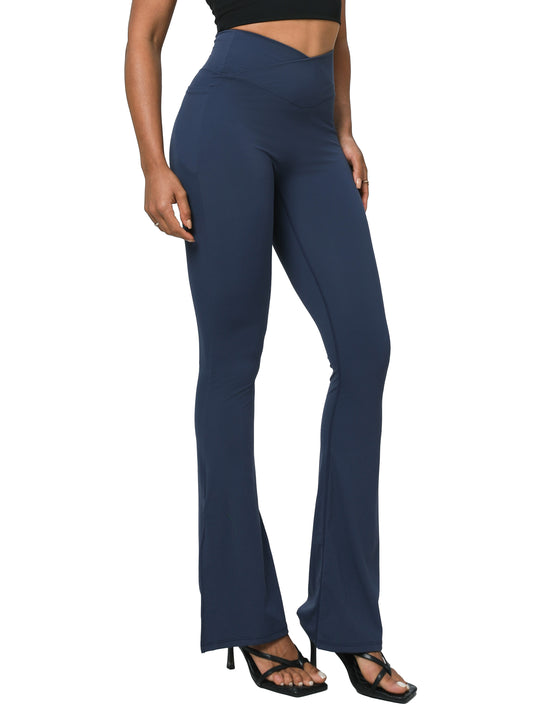 Bare - touch Cross High - waist Peachy Hip - up Running Flare Leggings