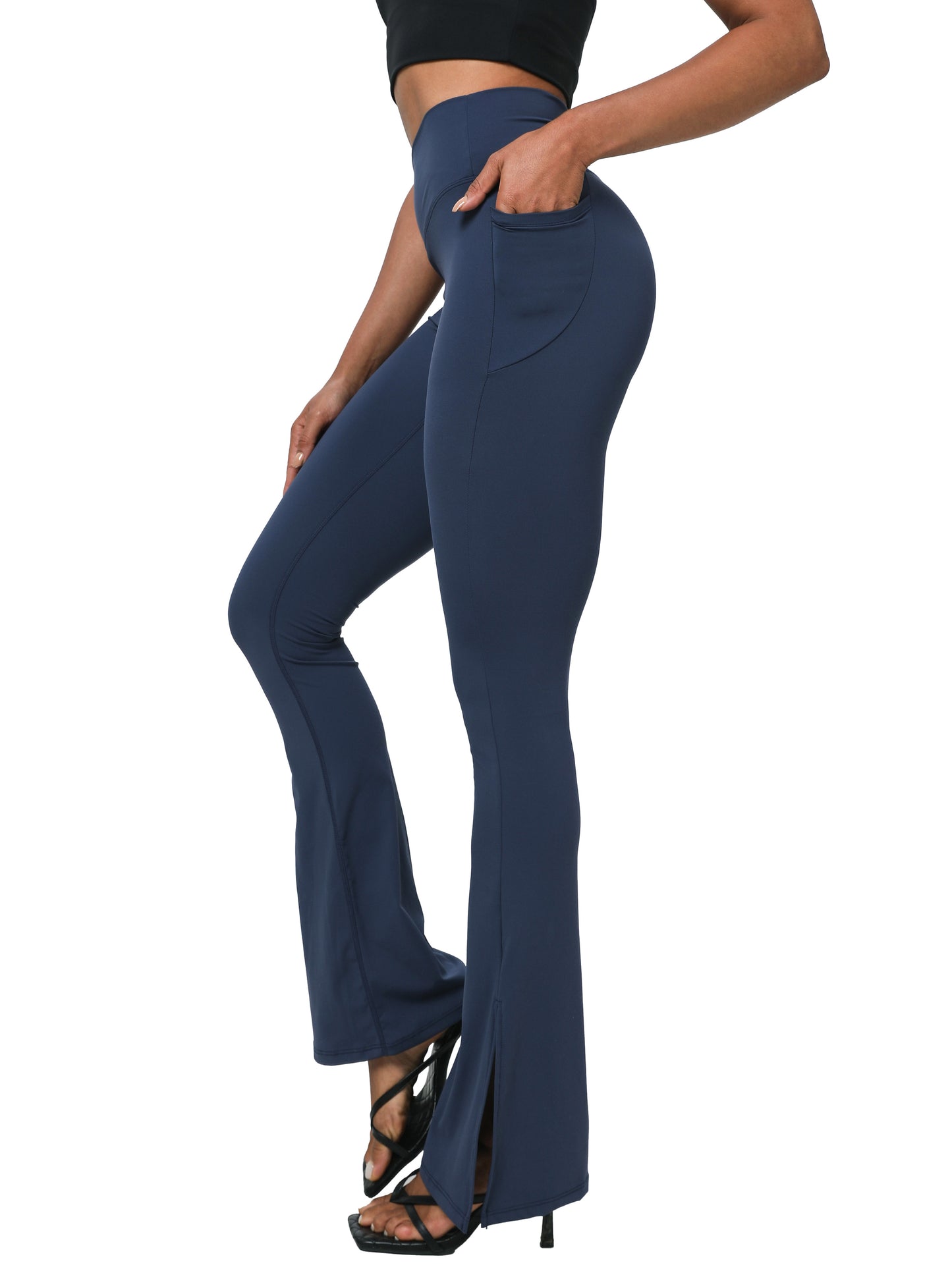 Bare - touch Cross High - waist Peachy Hip - up Running Flare Leggings