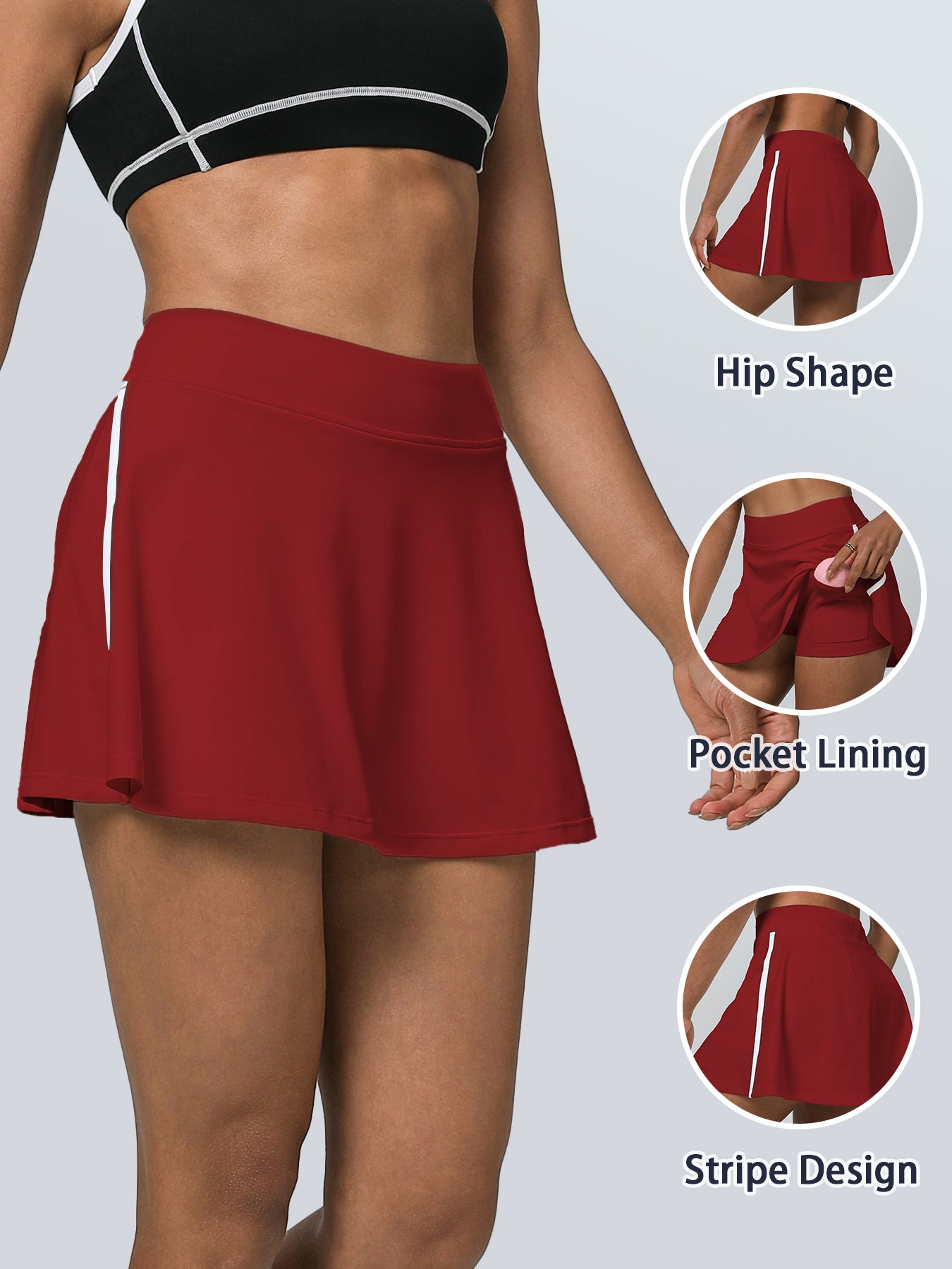 Keeper High - Waisted Hip - Lifting Anti - Peek A - Line Yoga Skort