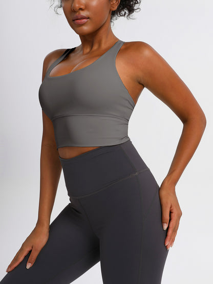 keeper    Nude-feel Cross-back Women's Yoga & Running Sports Bra