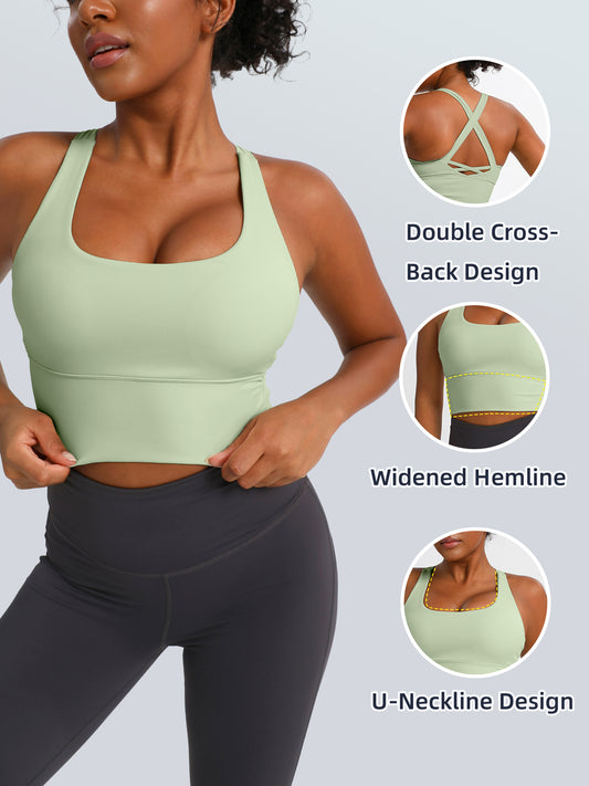 keeper    Nude-feel Cross-back Women's Yoga & Running Sports Bra