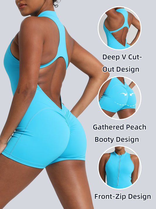 Keeper  "Naked-Feel" Cut-Out Back Zip-Front Jumpsuit