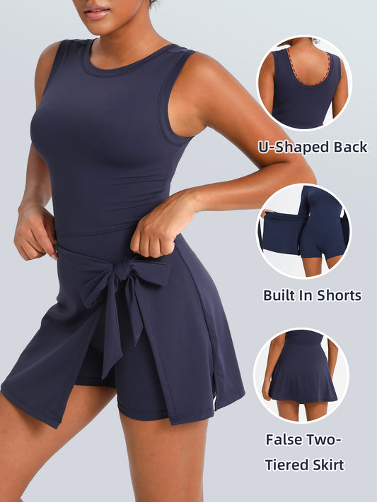 Slimming Strappy Fake Two Tennis Yoga Dress