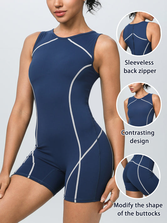 keeper  Colored Sleeveless Yoga Jumpsuit