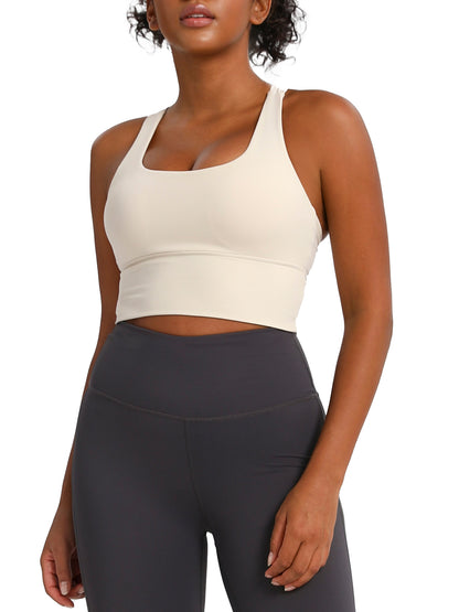 keeper    Nude-feel Cross-back Women's Yoga & Running Sports Bra